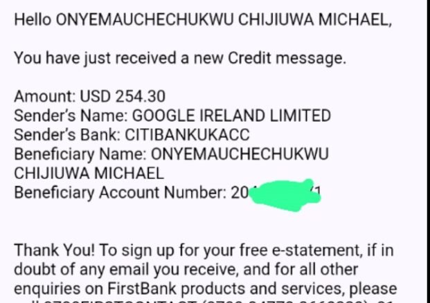 How I made my first $254.30 from Google adsense without a website but through blogging arbitrage partnership with my domiciliary account with first bank